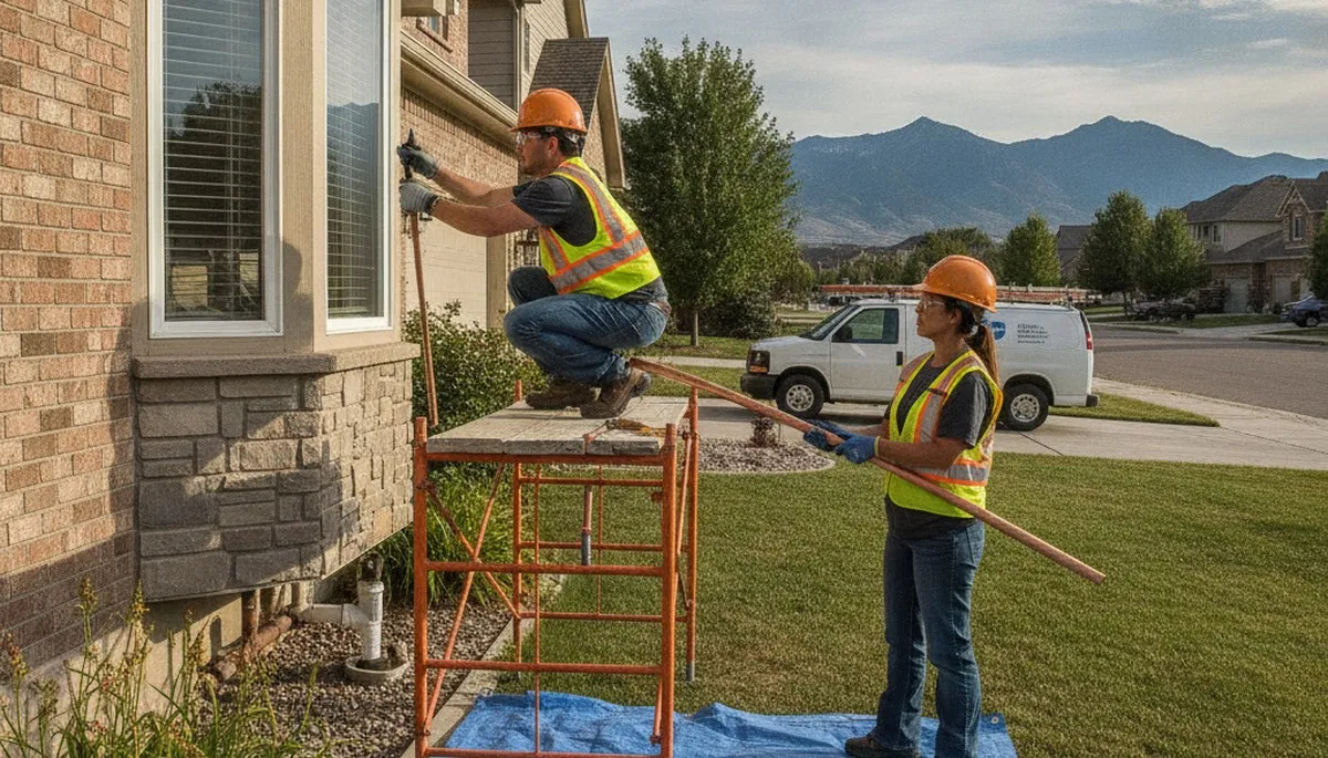 Plumber repairing a leak in Ogden, UT for a local plumbing repair service