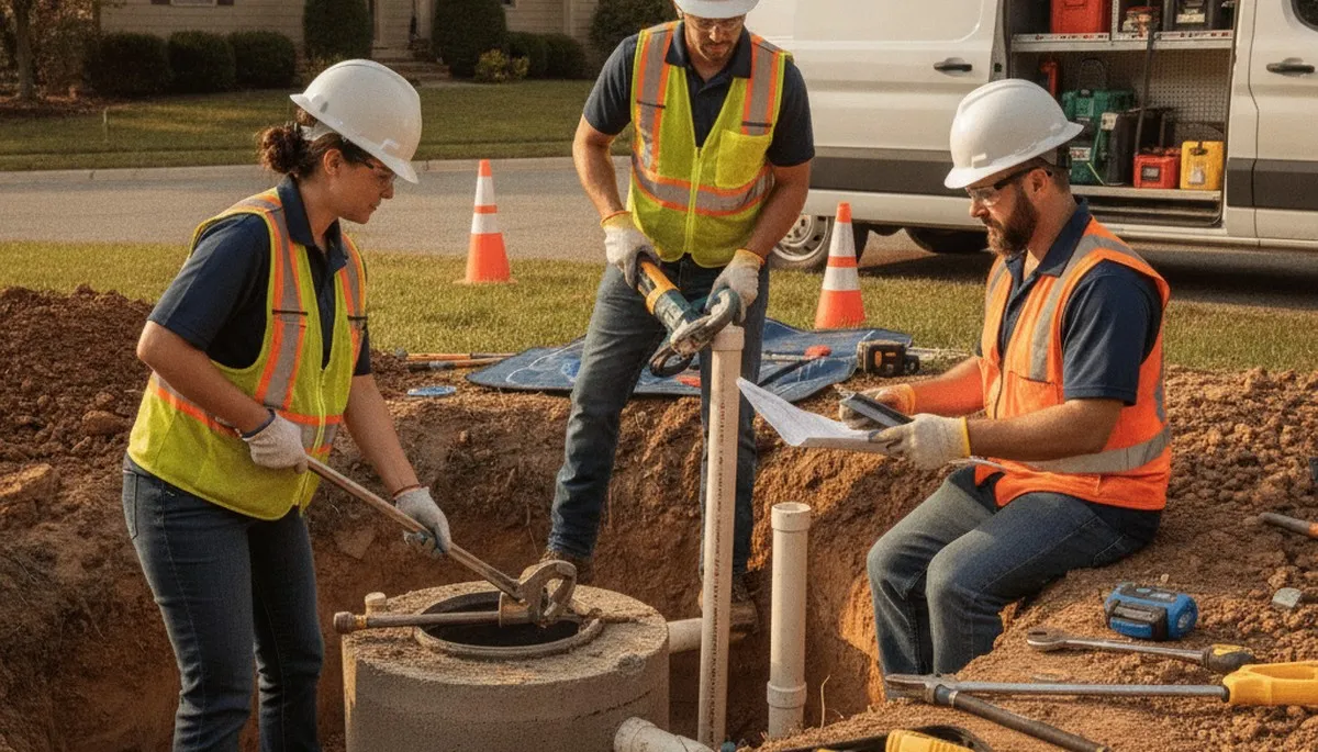 Septic repair crew inspecting system for Ogden, UT homes