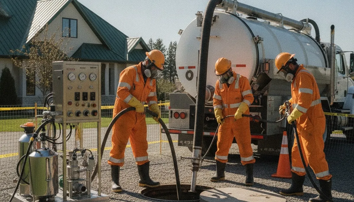 Ogden, UT plumber cleaning a septic tank for home maintenance service
