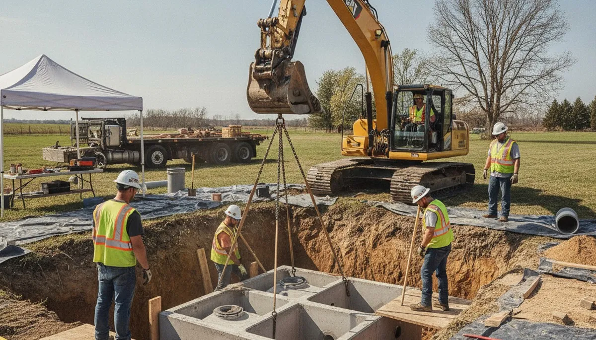 Ogden, UT plumber installing a septic tank for a residential home service