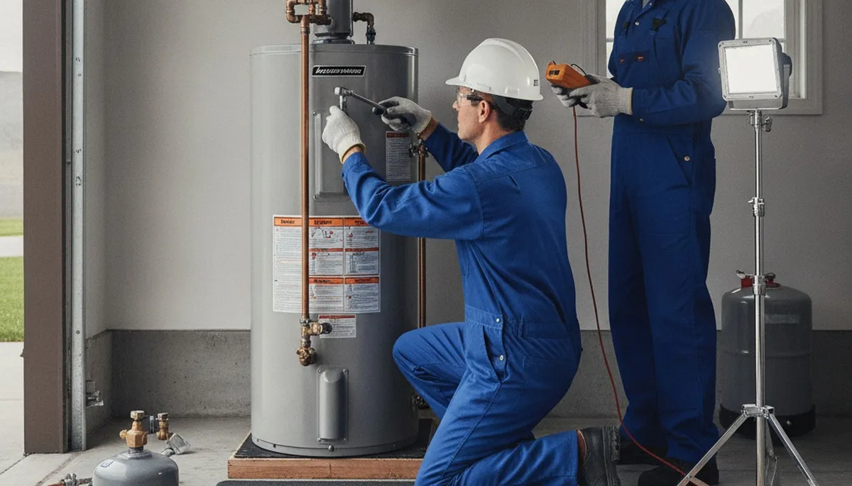 Ogden, UT plumber repairing a water heater for fast home service